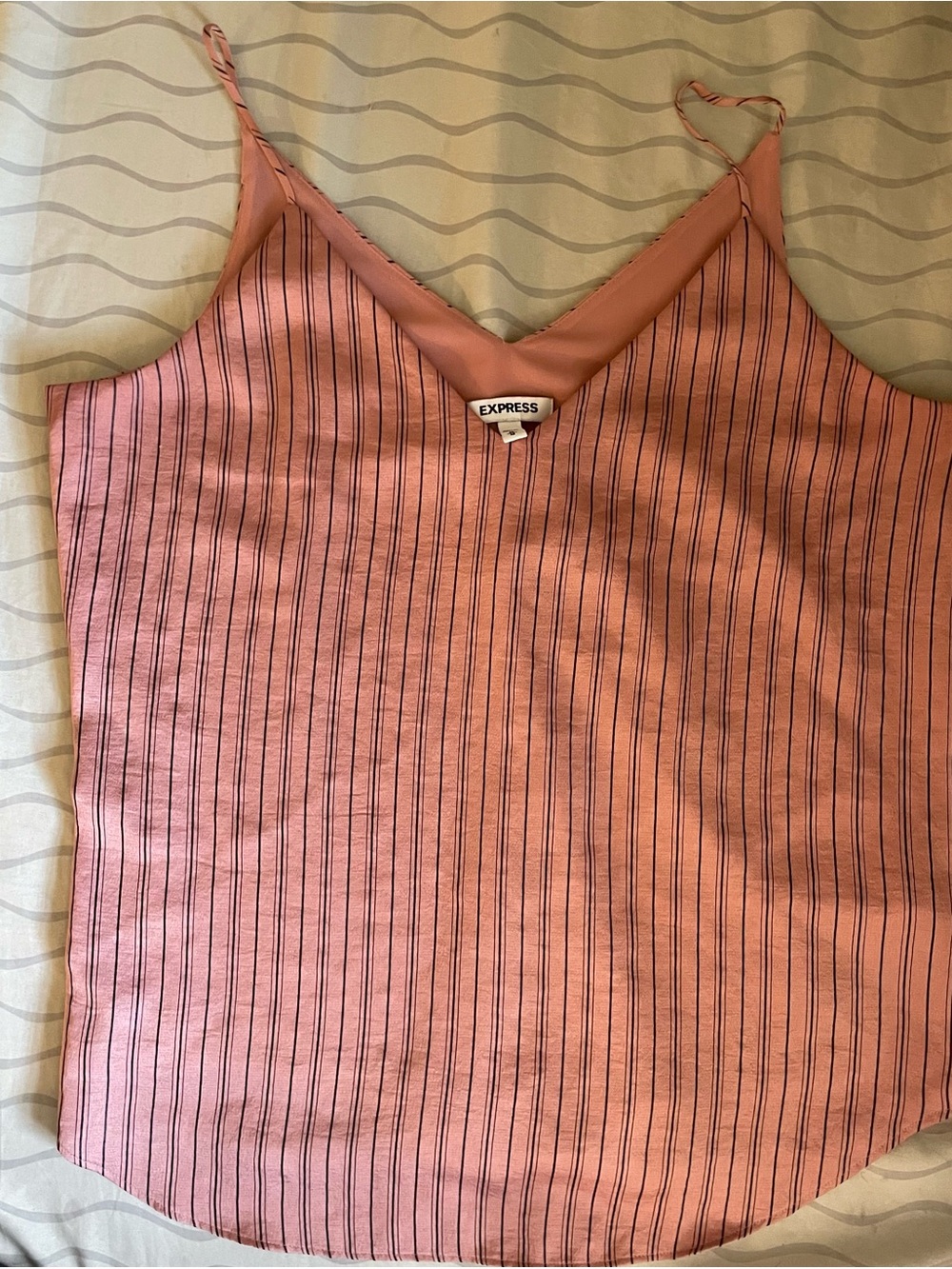 Express Pink Striped Satin V-Neck Cami
